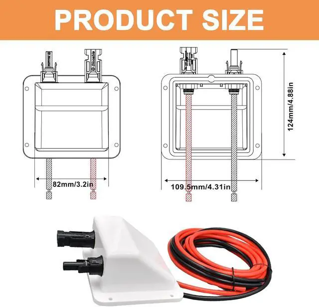 Alt view image 5 of 7 - Solar Cable Entry Gland,10ft 10AWG Soft Solar Extension Cable and Connector, UV Resistance Dual Cable Entry Gland Housing on Rv, Boat, Camper (3m, White)