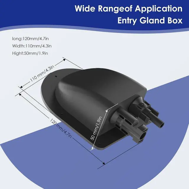 Alt view image 4 of 7 - Waterproof Solar Cable Gland Entry Housing Solar Junction Box Fit for roof Panels on RV Boat, Camper, Van, Building, Garage, Shack, with 10Ft 10AWG Solar Extension Cable Connector