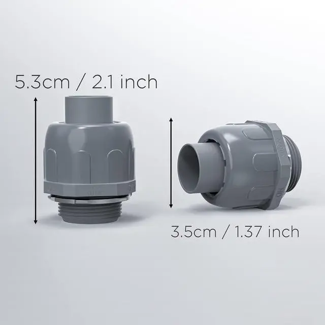 Alt view image 3 of 6 - Conduit Connectors, 1/2 Inch Liquid Tight Connector NPT Non-Metallic for PVC Electrical Flexible Conduit Fittings, 180 Degree Straight, UL Listed for Home Outdoor Tubes Tools, Grey (300-Pack)