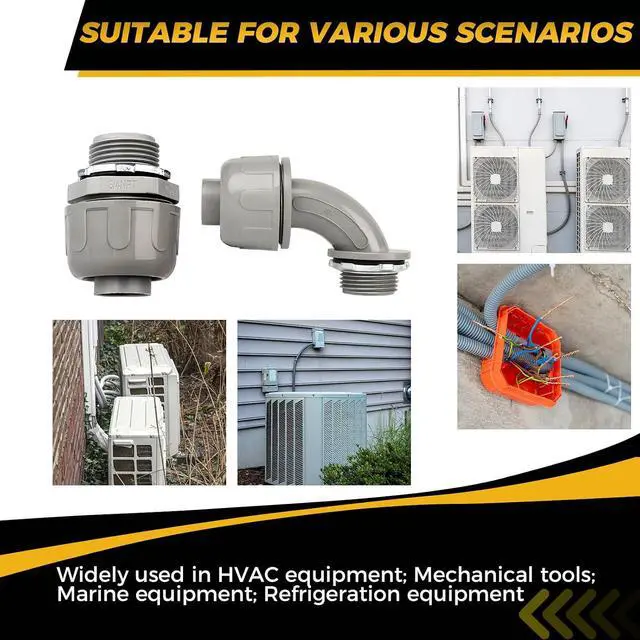 Alt view image 6 of 6 - Conduit Connectors, 3/4 Inch Liquid Tight Connector NPT Non-Metallic for PVC Electrical Flexible Conduit Fittings, 15 Straight and 15 Angle 90 Degree, UL Listed, Grey (30-Pack)