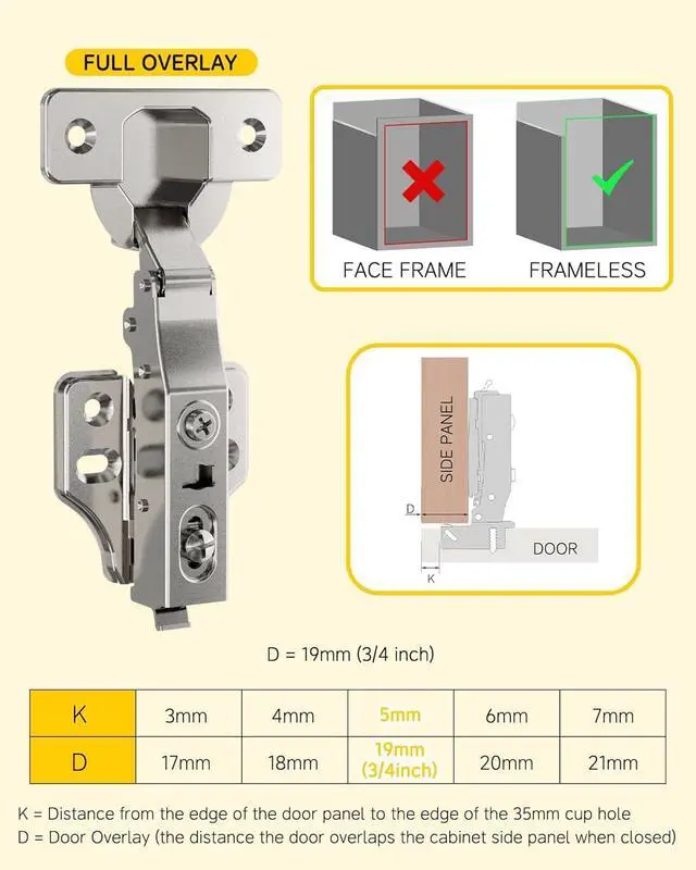 Alt view image 2 of 7 - 30 Pack Full Overlay Soft Close Cabinet Hinges, Stay at Will 105° Concealed Hinge, Smooth Slow Self Closing, 3D Adjustment, Clip-on Plate, Frameless Hidden Door Hardware for Kitchen Cupboard