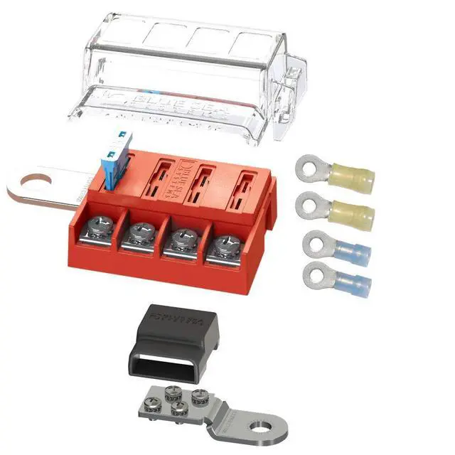 Alt view image 4 of 7 - ST Blade Fuse Block Battery Terminal Mount 4 Way Circuit Kit, 100 Amps, 5024