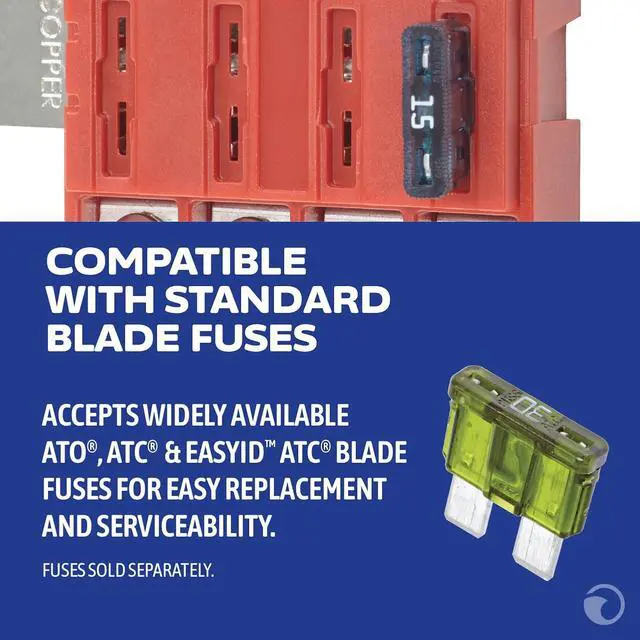 Alt view image 5 of 7 - ST Blade Fuse Block Battery Terminal Mount 4 Way Circuit Kit, 100 Amps, 5024