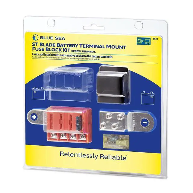 Alt view image 7 of 7 - ST Blade Fuse Block Battery Terminal Mount 4 Way Circuit Kit, 100 Amps, 5024