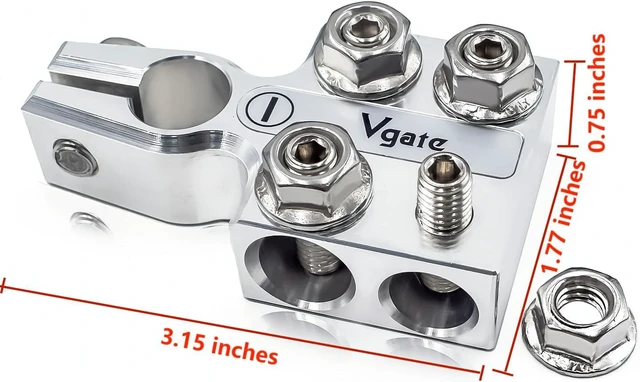 Alt view image 2 of 7 - 8-Way Lead Acid Battery Terminal Connector, AGM Post Terminal Ends, 8AWG to 4/0(XL), Positive & Negative for SAE/DIN/EN Tapered Top Post