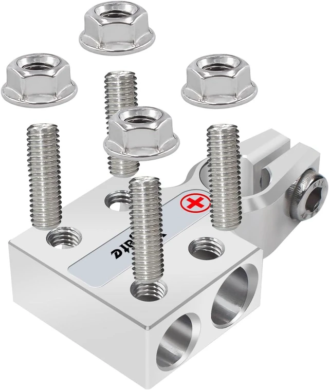 Alt view image 3 of 7 - 8-Way Lead Acid Battery Terminal Connector, AGM Post Terminal Ends, 8AWG to 4/0(XL), Positive & Negative for SAE/DIN/EN Tapered Top Post
