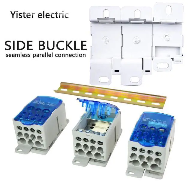 Alt view image 3 of 5 - 4PCS Positions Screw Terminal Strip Blocks with CoverJunction Box Branch Box din Rail Terminal Block Wire Box Computer Room Cabinet Wire Splitter Connector (160A)
