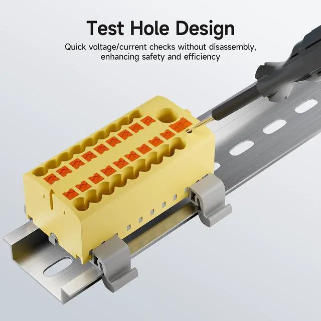 Alt view image 6 of 7 - 4Pcs KV225G DIN Rail Terminal Blocks, 9-Pole 1 in 18 Out Push-in Wire Connector/Splitter, 690V 24A