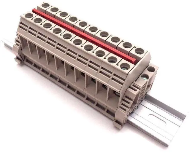 Main image of Dinkle Solar Combiner DK10N 10 Gang Box Connector DIN Rail Terminal Blocks, 6AWG, 60 Amp, 600V