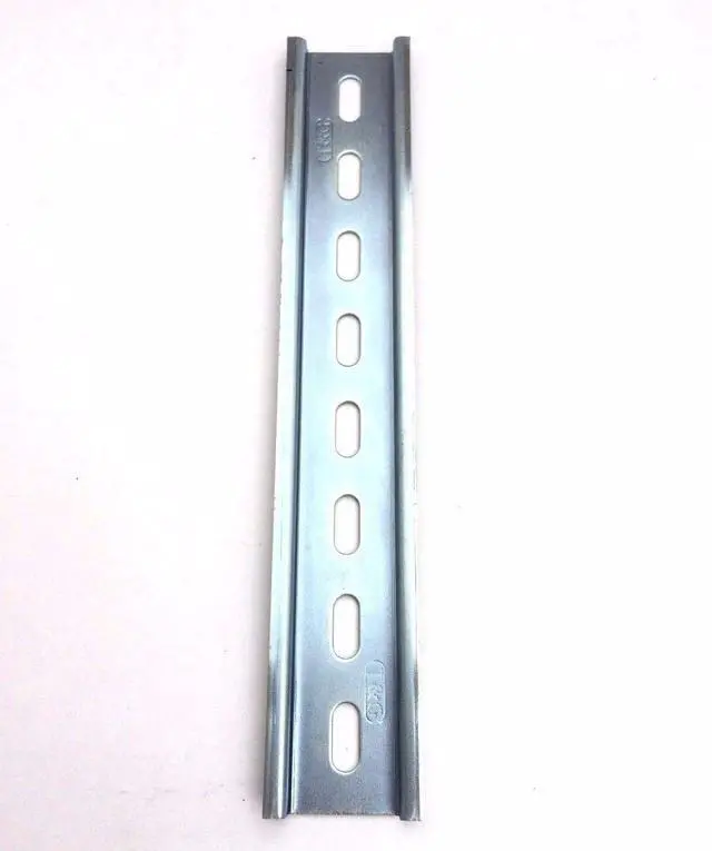 Alt view image 2 of 3 - 30 Pieces DIN Rail Slotted Steel Zinc Plated RoHS 8" Long 35mm Wide 7.5mm High 20ft Total