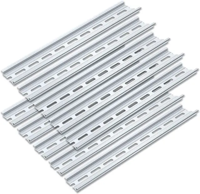Main image of 10 Pieces 1 Meter Aluminum DIN Rail, Top Hat Slotted DIN Rails with RoHS for Professionals and DIY Cut Length | Hardware Components Mounting - 1 Meter Long, 35mm Wide, 7.5mm High