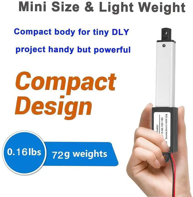 Alt view image 5 of 6 - AWINLI Mini1.2" Stroke 12V Linear Actuator,180N/40.5Lbs Waterproof Micro Electric Actuator,Speed 5mm/s with Instantaneous Switch Mounting Bracket,for Cabinets,Window Openers,Robots (30mm)