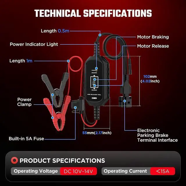 Alt view image 7 of 7 - BT10 EPB Release Tool, Emergency Electronic Parking Brake Tool Smart EPB Service Tool Dual-Channel Control EPB Reset Tool