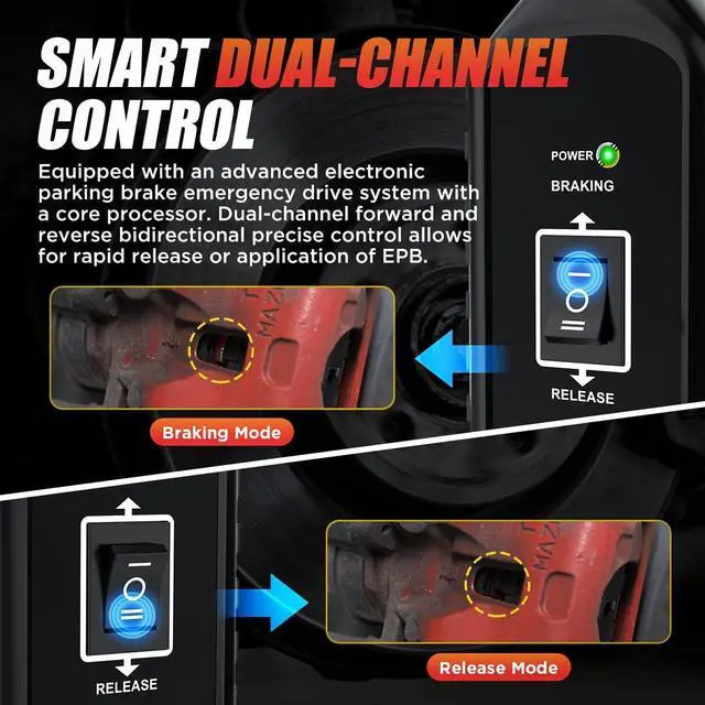 Alt view image 3 of 7 - EPB Brake Release & Reset Tool 10V~14V DC Electronic Parking Brake Tools Emergency EPB Service Tool Overcurrent Protection Brake Caliper Tool with 2 Connect Ways&3 Fuse for Auto Repair,Car Road Rescue