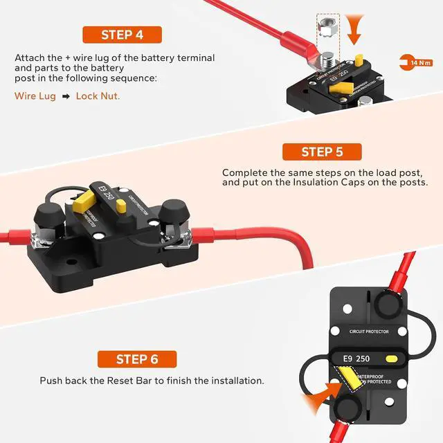 Alt view image 5 of 7 - 250A Switchable Circuit Breaker for LiFePO4 Batteries Easy to Install and Operate for Automotive, Marine, and Solar Applications, Designed for Wide Compatibility
