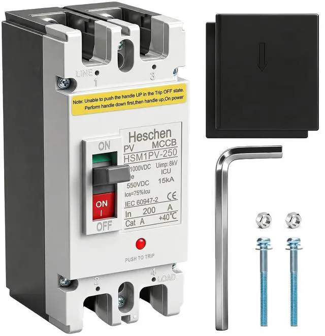 Main image of 200A DC550V, DC Molded Case Circuit Breaker MCCB, 2 Poles, HSM1PV-250, Photovoltaic Circuit Breaker, for Solar PV System Solar Panels Grid System