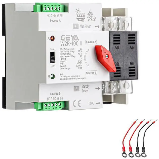 Main image of Mini ATS Automatic Transfer Switch Controller Electrical Type ATS Max 100A 2POLE 110V Din Rail Mounted(2P 100A AC110V)