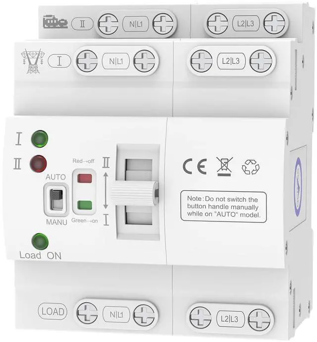 Main image of Mini Automatic Transfer Switch 4P 63A 110V,ATS Automatic/Manual DIN Rail Mount Dual Power Transfer Switch for Home Generator, RVPublic/Backup Power Supply
