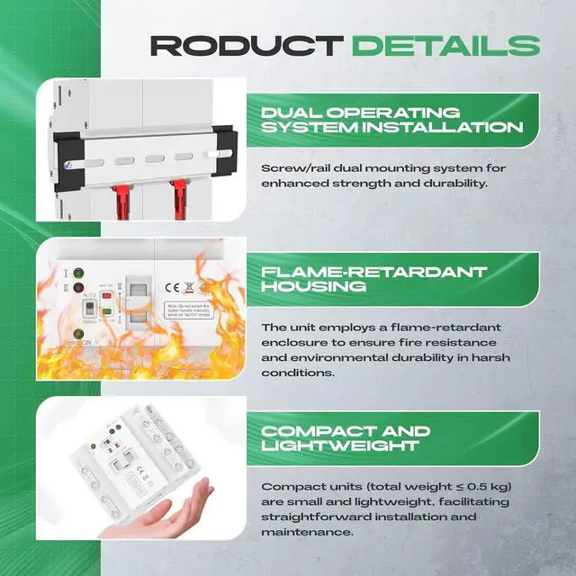 Alt view image 4 of 7 - Mini Automatic Transfer Switch 4P 63A 110V,ATS Automatic/Manual DIN Rail Mount Dual Power Transfer Switch for Home Generator, RVPublic/Backup Power Supply