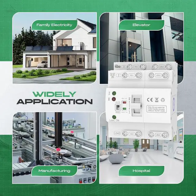 Alt view image 7 of 7 - Mini Automatic Transfer Switch 4P 63A 110V,ATS Automatic/Manual DIN Rail Mount Dual Power Transfer Switch for Home Generator, RVPublic/Backup Power Supply