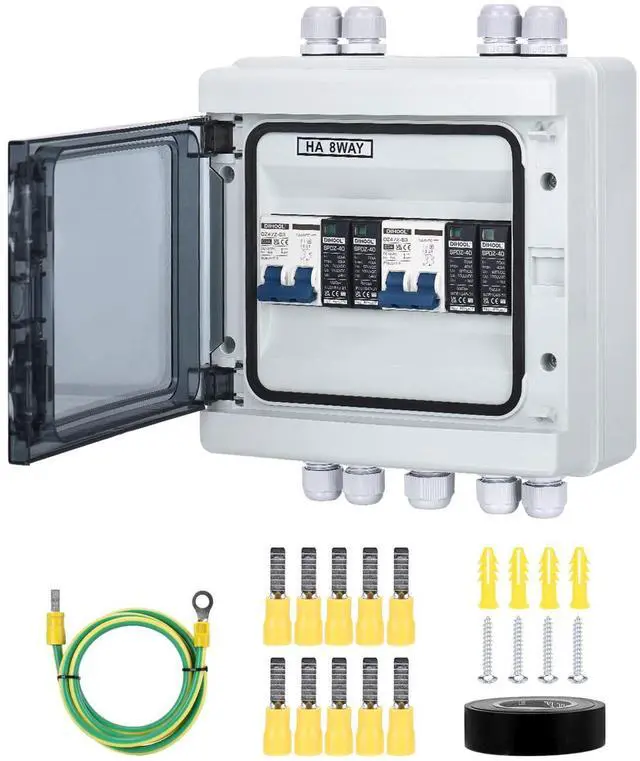 Main image of DC Disconnect Switch Box with PV Surge Protector, Solar Circuit Breaker, 40 Amp DC1000V 2 String 2 in 2 Out