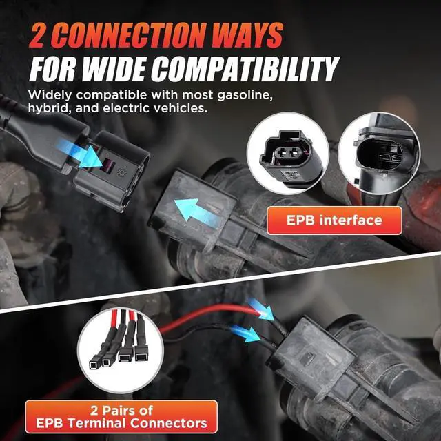 Alt view image 5 of 7 - EPB Brake Release & Reset Tool 10V~14V DC Electronic Parking Brake Tools Emergency EPB Service Tool Overcurrent Protection Brake Caliper Tool with 2 Connect Ways&3 Fuse for Auto Repair,Car Road Rescue