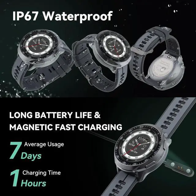 Alt view image 6 of 6 - Smart Watch Pill Box, Fitness Smartwatch with Bluetooth Call for Men, Water Resistant Pill Organizer for Emergency, Pill Case for Emergency, Small Pill Container for Vitamin, Fish Oil