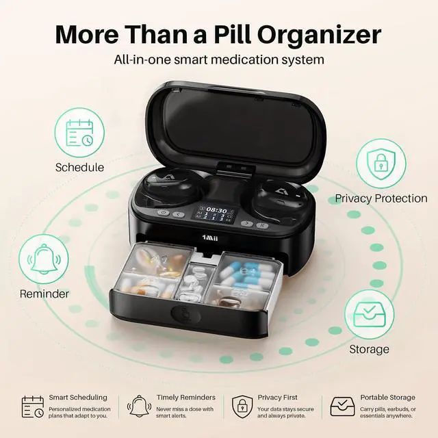 Alt view image 3 of 7 - Smart Pill Dispenser, Electronic Pill Organizer