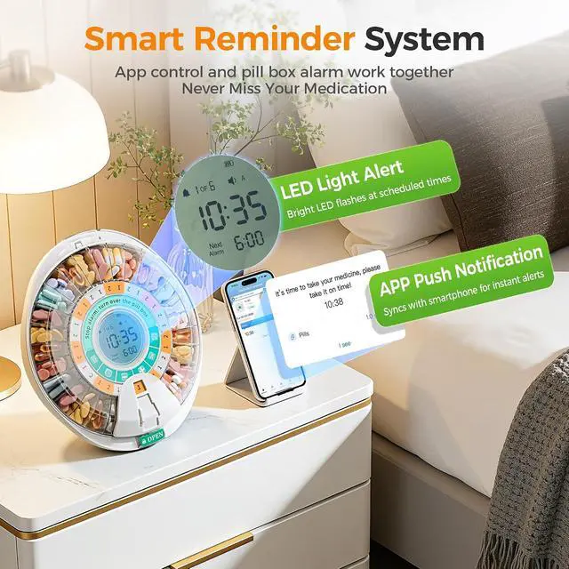 Alt view image 2 of 7 - Automatic Pill Dispenser,28-Day Smart Bluetooth Pill Box, Easy Setup