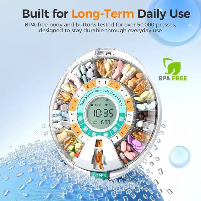 Alt view image 7 of 7 - Automatic Pill Dispenser,28-Day Smart Bluetooth Pill Box, Easy Setup