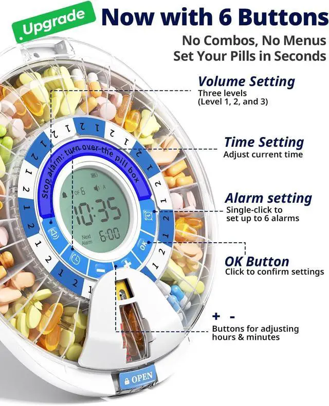 Alt view image 3 of 7 - 2nd Gen Automatic Pill Dispenser for Elderly with Alarm