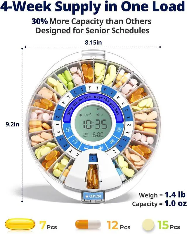 Alt view image 6 of 7 - 2nd Gen Automatic Pill Dispenser for Elderly with Alarm