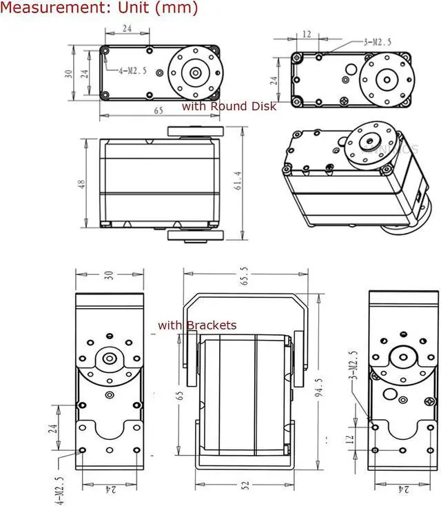 Alt view image 7 of 7 - 150KG Robot Servo Motor 12V High Voltage High Torque Steel Gear Large Digital Steering Servos with Mount Brackets