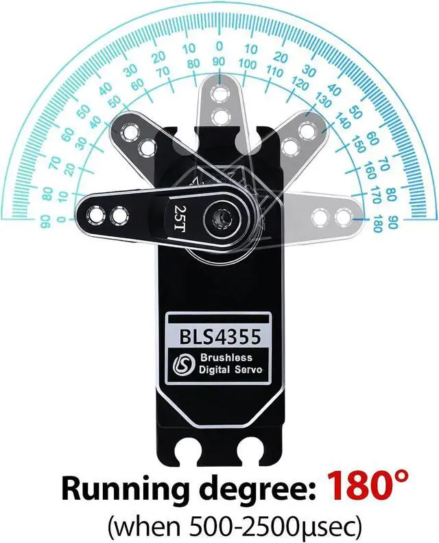 Alt view image 5 of 7 - 55kg Low-Profile Servo Programmable Brushless Digital Servo 0.09Sec High Speed Full Metal Gear Steering servo 1/10 Drift Car with servo Motor kit (180 Degree)