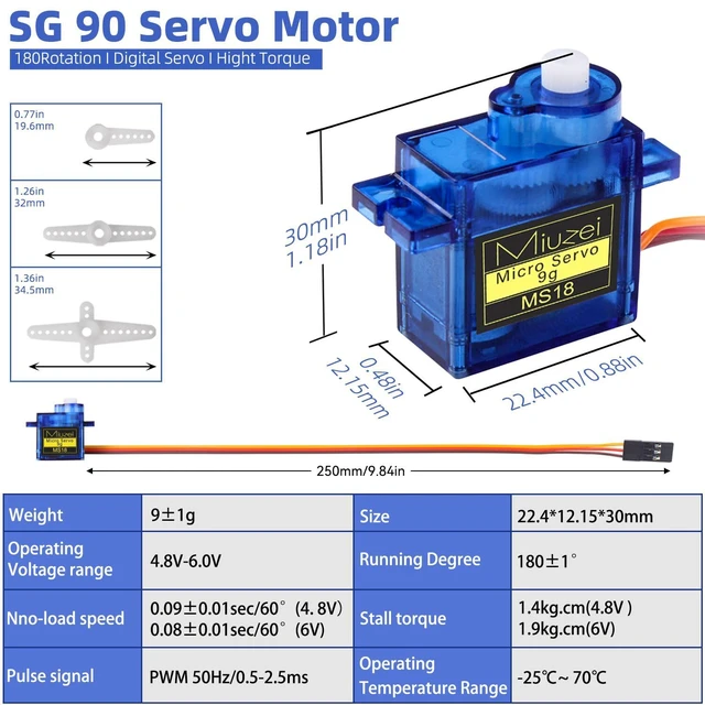 Alt view image 3 of 7 - SG90 9g Micro Servo Motor for RC Car, Robot, Boat & Plane, 20 Pcs
