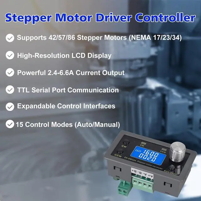 Alt view image 2 of 7 - Stepper Motor Driver Controller for Nema 17 23 34 Stepper Motor Forward/Reverse Pulse Speed Controller DC 10V-30V 6.6A 1/64 Micro-Step Resolutions for 42 57 86 Stepper Motor TTL Serial Communication