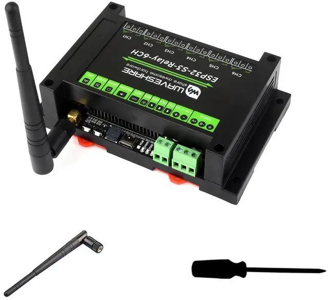 Main image of Industrial ESP32-S3 6-Channel WiFi Relay Module, Supports W-iF-i/Blue-Too-th / RS485 Remote Control/Pico HAT, Built-in Power Isolation and Optocoupler Isolation Protection, with Rail-Mount Case