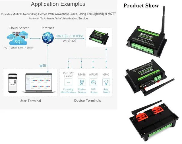 Alt view image 7 of 7 - Industrial ESP32-S3 6-Channel WiFi Relay Module, Supports W-iF-i/Blue-Too-th / RS485 Remote Control/Pico HAT, Built-in Power Isolation and Optocoupler Isolation Protection, with Rail-Mount Case