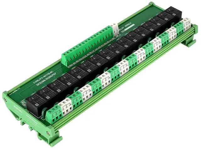 Main image of Relay Board, 16 Channel 1 SPDT DIN Rail Mount 24V DC/AC Relay, Interface Board