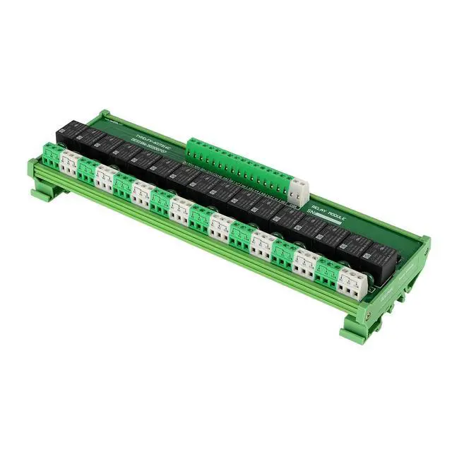 Alt view image 2 of 7 - Relay Board, 16 Channel 1 SPDT DIN Rail Mount 24V DC/AC Relay, Interface Board