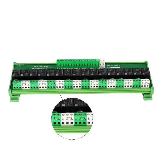 Alt view image 3 of 7 - Relay Board, 16 Channel 1 SPDT DIN Rail Mount 24V DC/AC Relay, Interface Board
