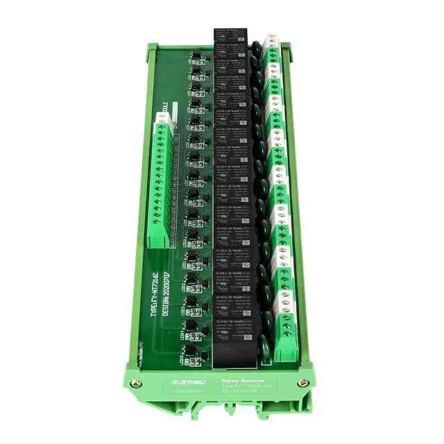 Alt view image 4 of 7 - Relay Board, 16 Channel 1 SPDT DIN Rail Mount 24V DC/AC Relay, Interface Board