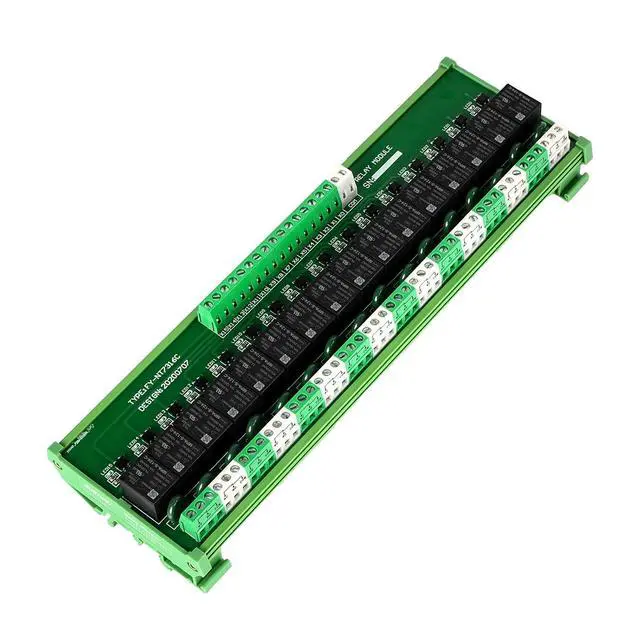 Alt view image 6 of 7 - Relay Board, 16 Channel 1 SPDT DIN Rail Mount 24V DC/AC Relay, Interface Board