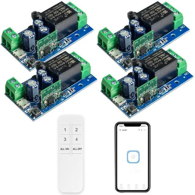 Main image of Ewelink WiFi Wireless Smart Relay Module USB 5v 1 Channel Inching Selflock 7V-48V Remote ON Off Power Switch for Access Control, Garage Door,Home Automation, Compatible with Alexa Google Home