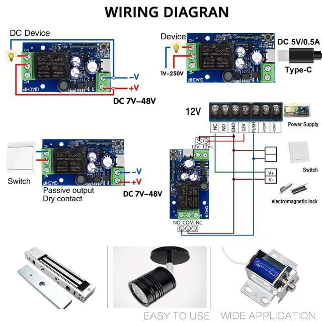 Alt view image 5 of 7 - Ewelink WiFi Wireless Smart Relay Module USB 5v 1 Channel Inching Selflock 7V-48V Remote ON Off Power Switch for Access Control, Garage Door,Home Automation, Compatible with Alexa Google Home