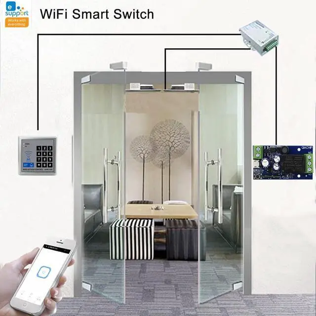 Alt view image 4 of 7 - Ewelink WiFi Wireless Smart Relay Module USB 5v 1 Channel Inching Selflock 7V-48V Remote ON Off Power Switch for Access Control, Garage Door,Home Automation, Compatible with Alexa Google Home