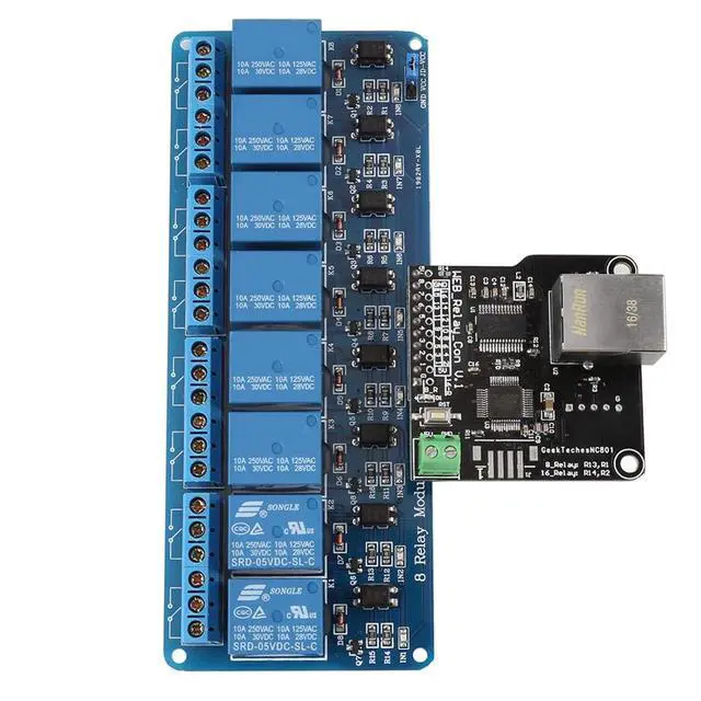 Alt view image 5 of 7 - Ethernet Control Module LAN WAN Network Web Server RJ45 Port and 8 Channel Relay Controller Board