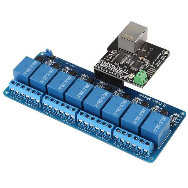 Alt view image 3 of 7 - Ethernet Control Module LAN WAN Network Web Server RJ45 Port and 8 Channel Relay Controller Board