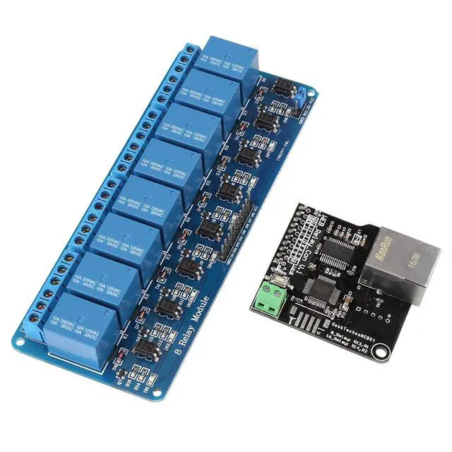 Alt view image 6 of 7 - Ethernet Control Module LAN WAN Network Web Server RJ45 Port and 8 Channel Relay Controller Board