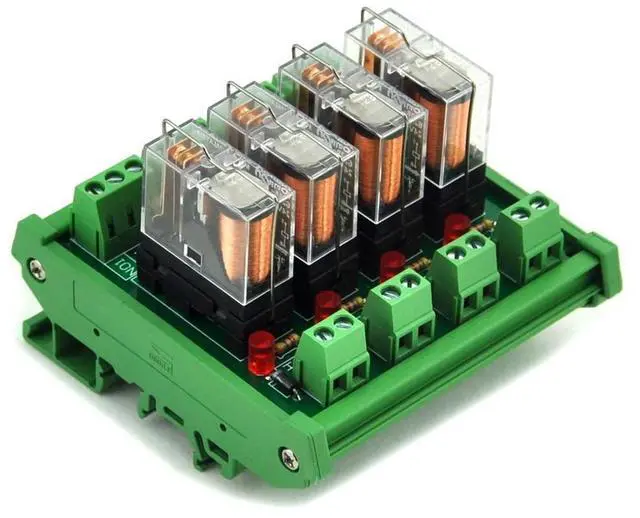 Main image of DIN Rail Mount AC/DC 12V Control 4 SPDT 16Amp Pluggable Power Relay Module, G2R-1-E